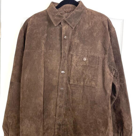 Munsingwear Other - Munsingwear Leather Jacket Mens Suede Brown Button Up Sport Coat Genuine Size L